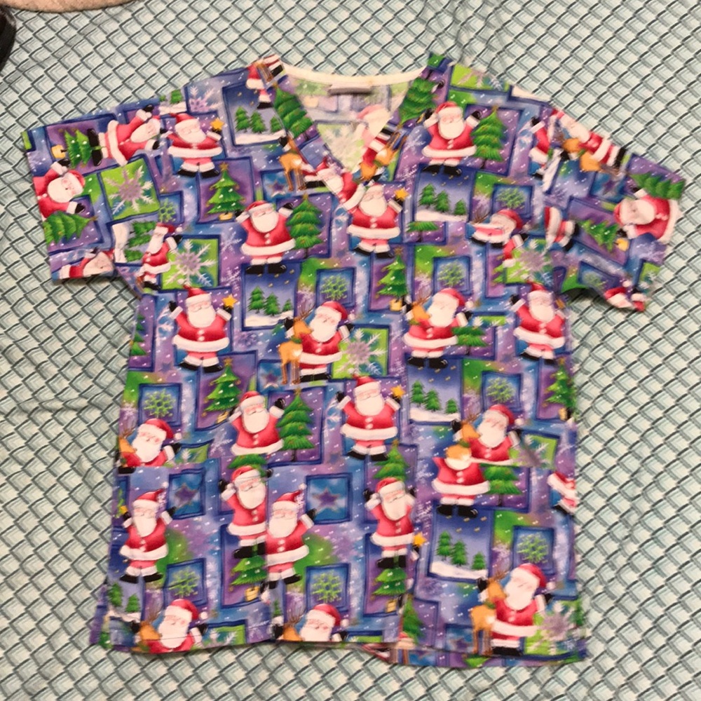 Christmas scrub top